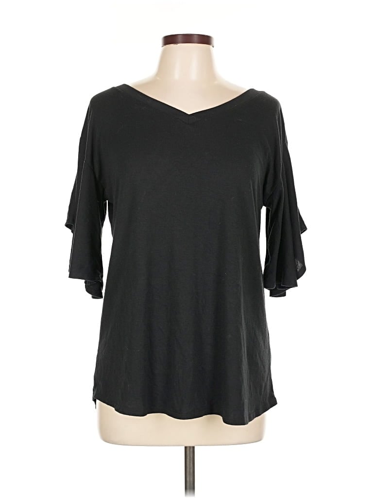 Pre-owned Shop Basic Usa 3/4 Sleeve T-shirt In Black