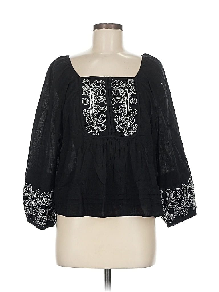 Pre-owned Calligraphie 3/4 Sleeve Blouse In Black