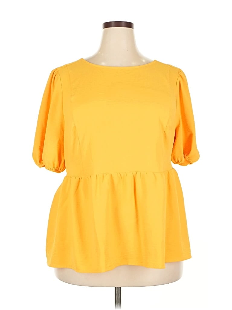 Pre-owned Lane Bryant Short Sleeve Blouse In Yellow