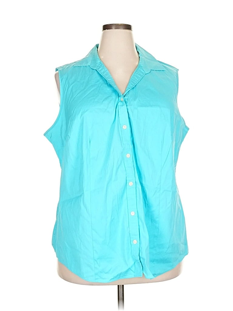 Pre-owned Charter Club Sleeveless Button Down Shirt In Blue