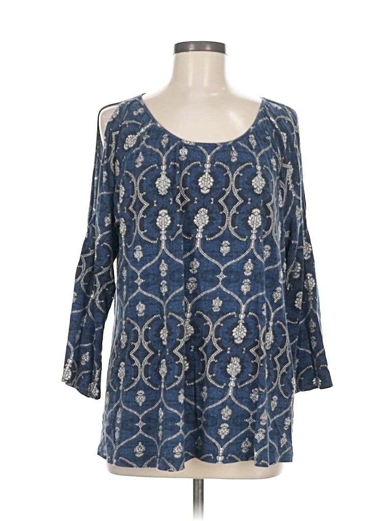 Pre-owned Chico's 3/4 Sleeve Blouse In Blue