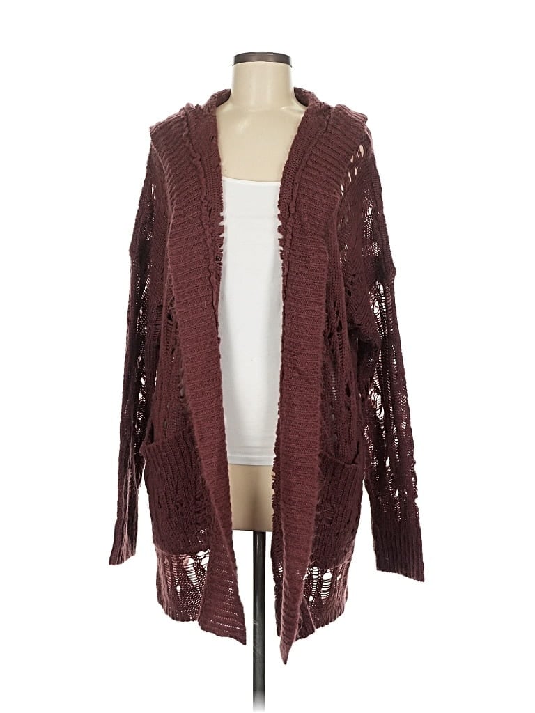 Pre-owned Easel Cardigan Sweater In Burgundy