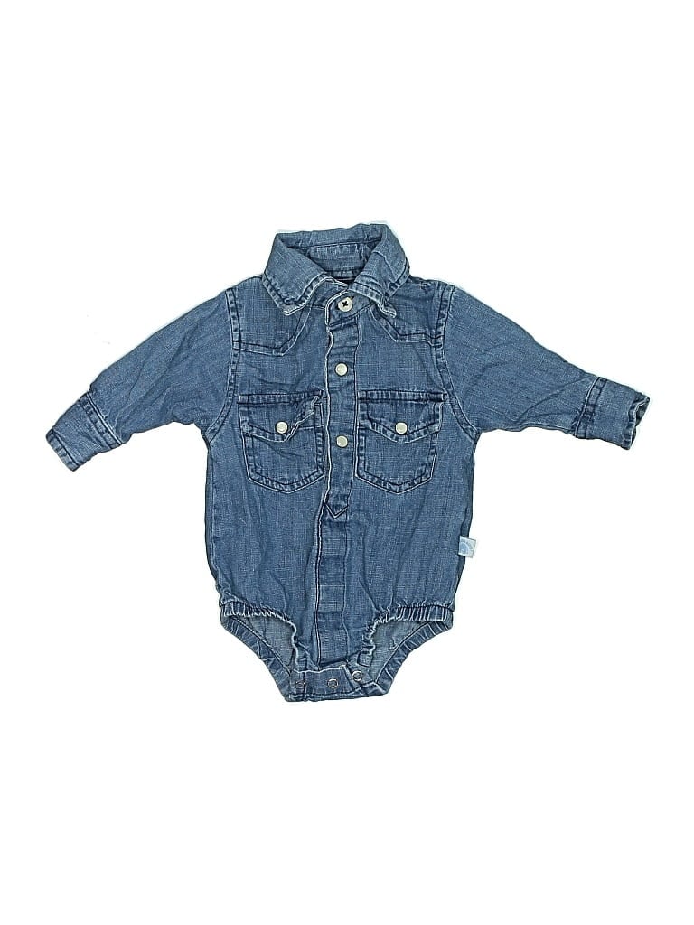 Pre-owned Rugged Butts Babies' Long Sleeve Onesie In Blue