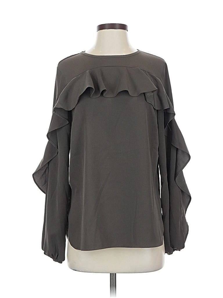 Pre-owned Harlowe & Graham Long Sleeve Blouse In Gray