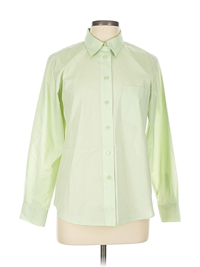 Pre-owned Foxcroft Long Sleeve Button Down Shirt In Green