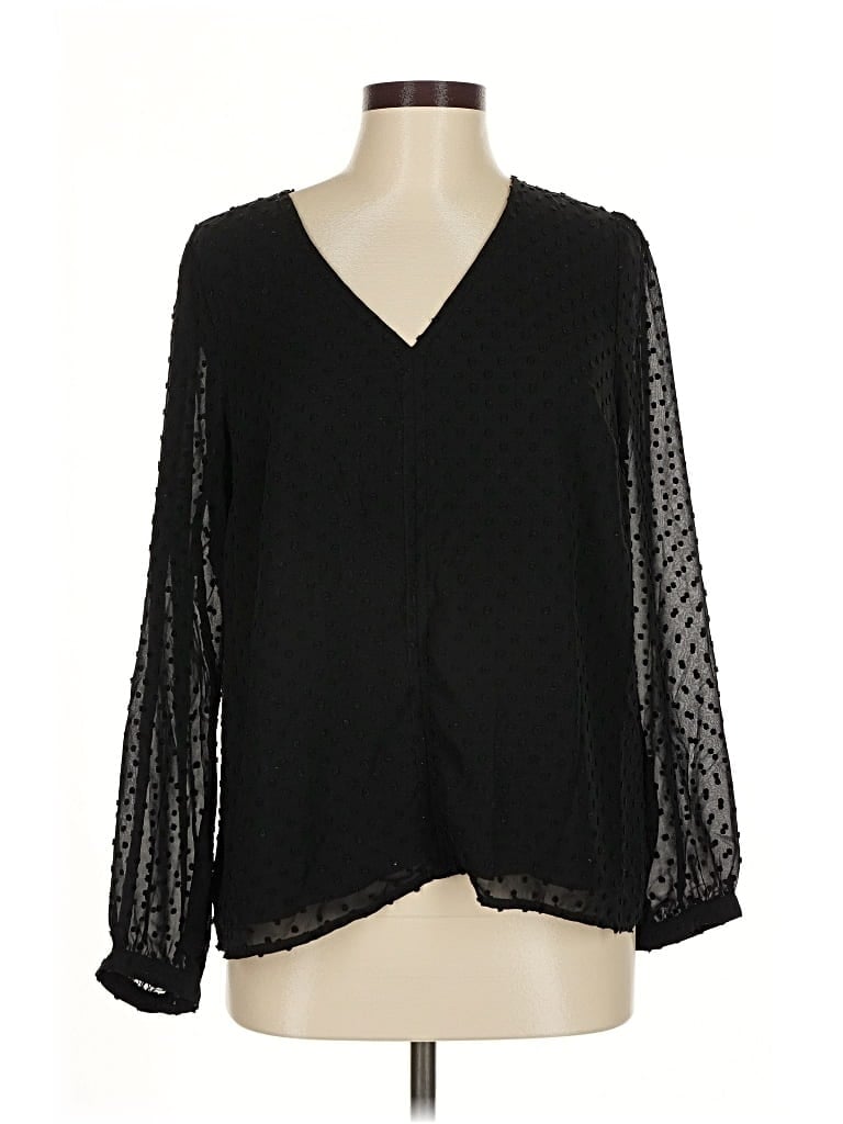Pre-owned J.crew Factory Store Long Sleeve Blouse In Black