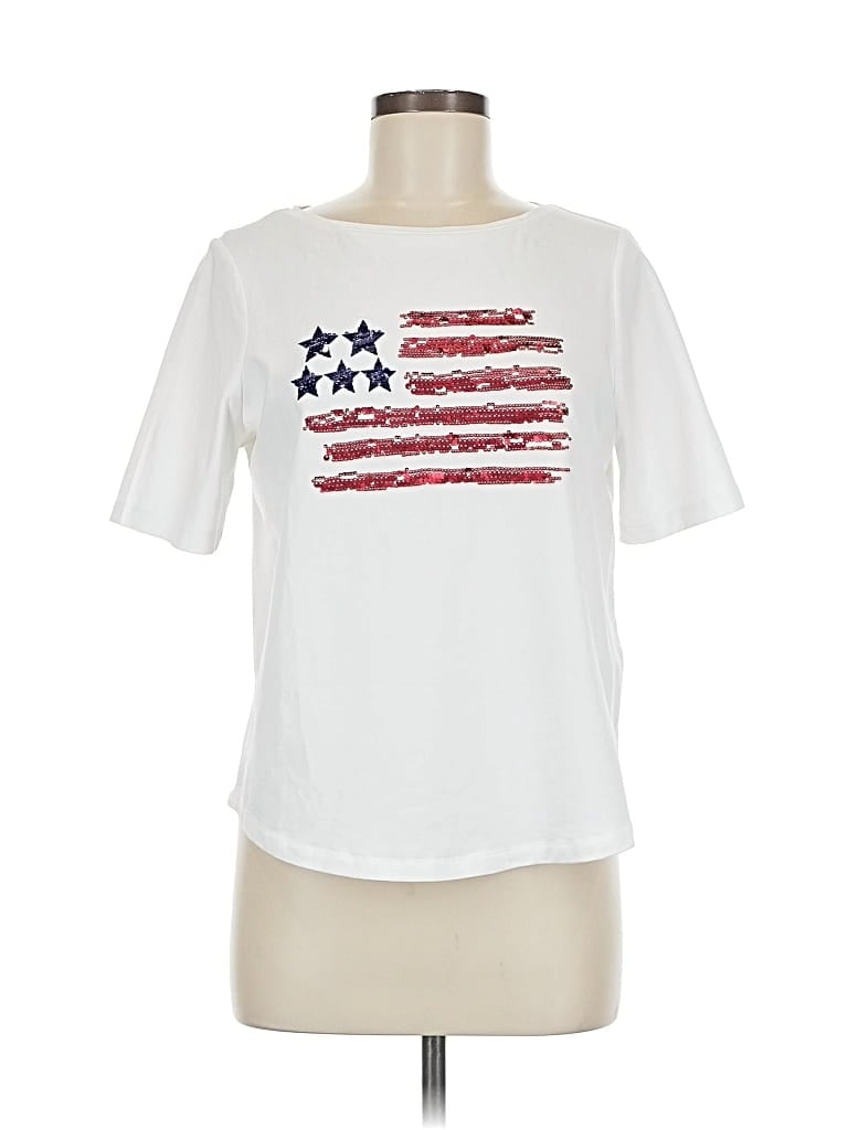 Pre-owned Chico's Short Sleeve T-shirt In White