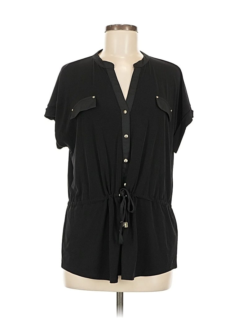Pre-owned Calvin Klein Short Sleeve Blouse In Black