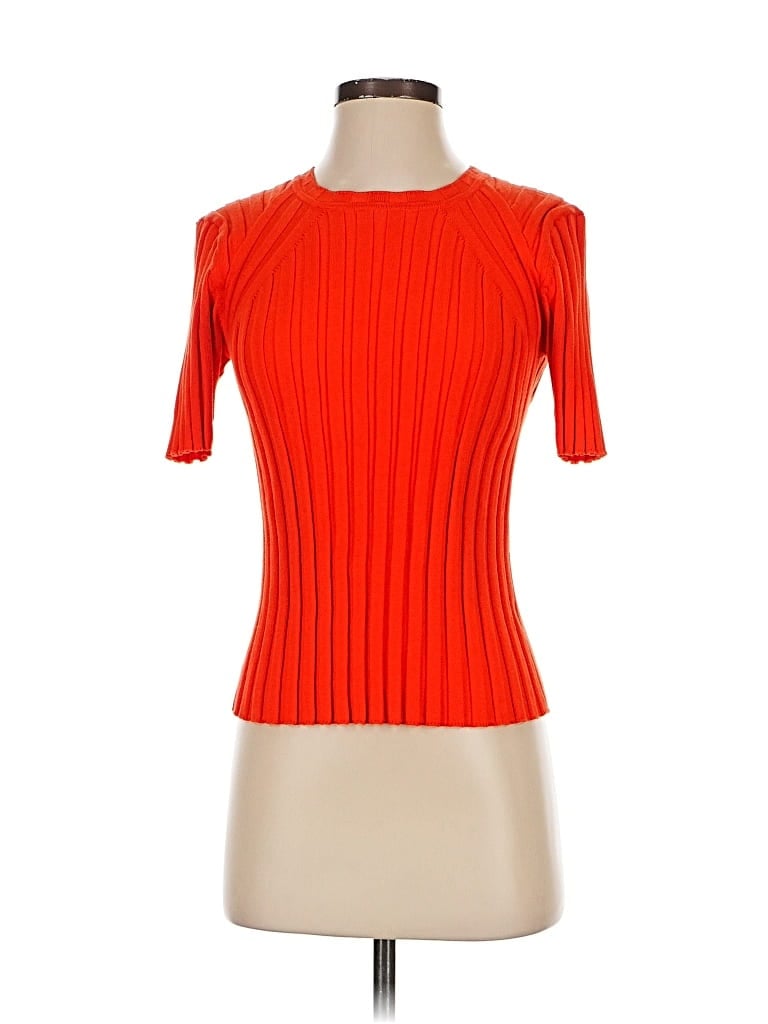 Pre-owned Cabi Short Sleeve Top Orange Boatneck Tops