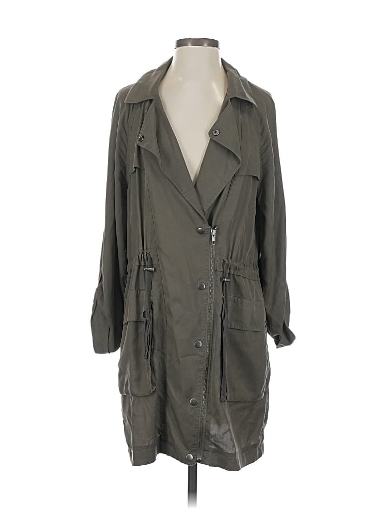 Pre-owned Ann Taylor Loft Trenchcoat In Green