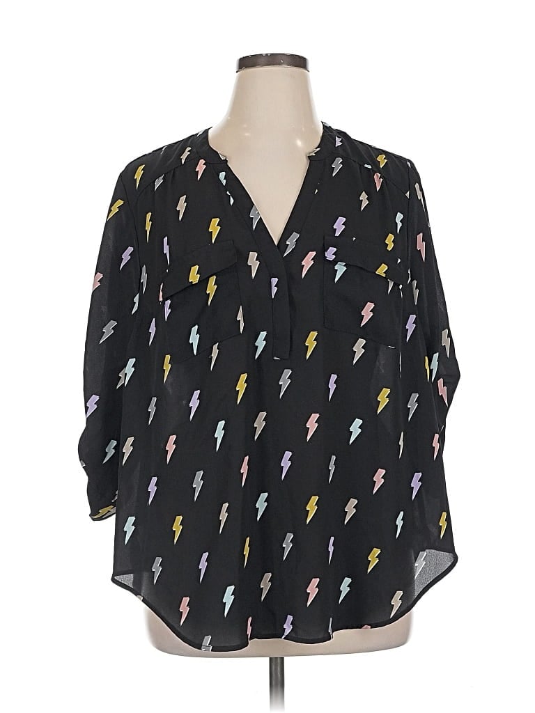 Pre-owned Torrid 3/4 Sleeve Blouse In Black