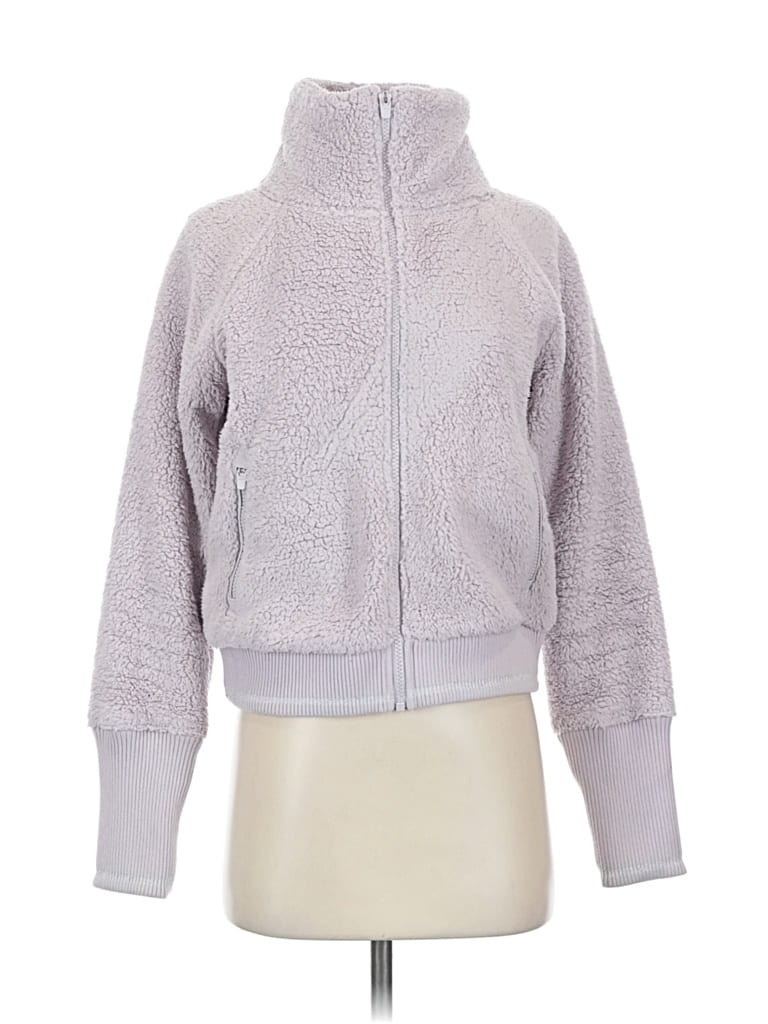 Pre-owned Athleta Faux Fur Jacket In Gray