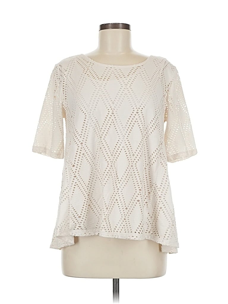 Pre-owned Dana Buchman Short Sleeve Blouse In White