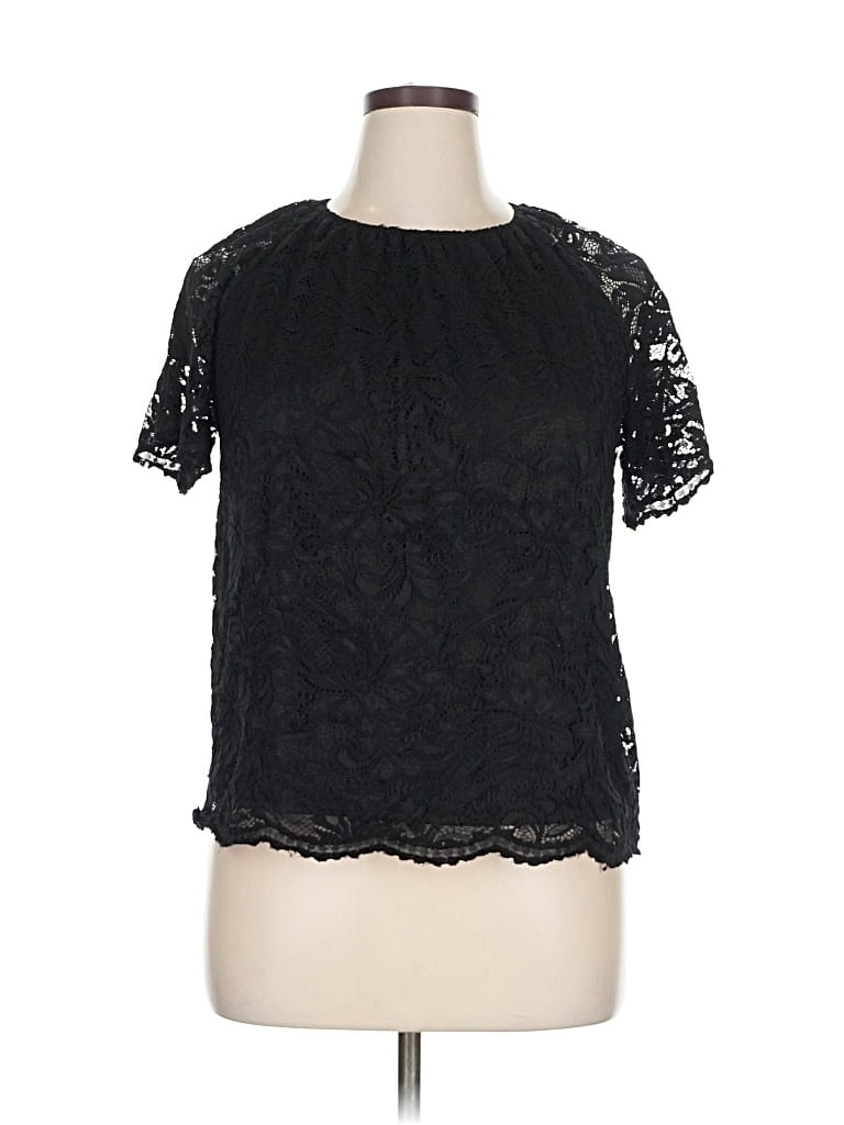 Pre-owned Shein Curve Short Sleeve Blouse In Black