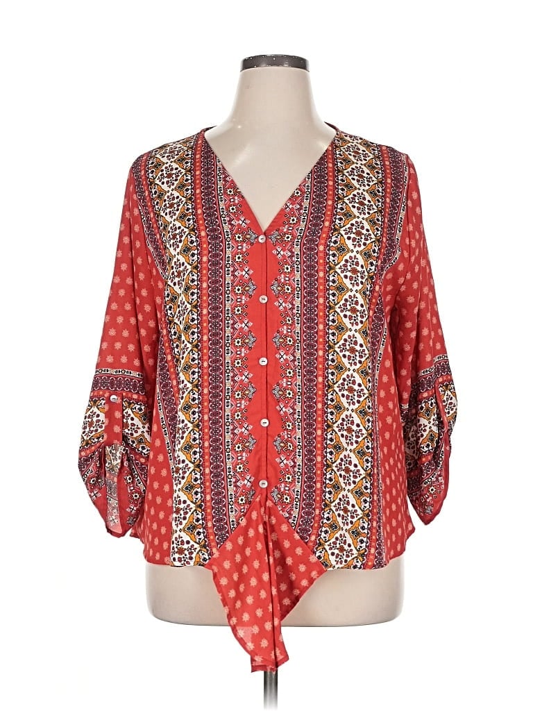 Pre-owned West Kei 3/4 Sleeve Blouse In Red