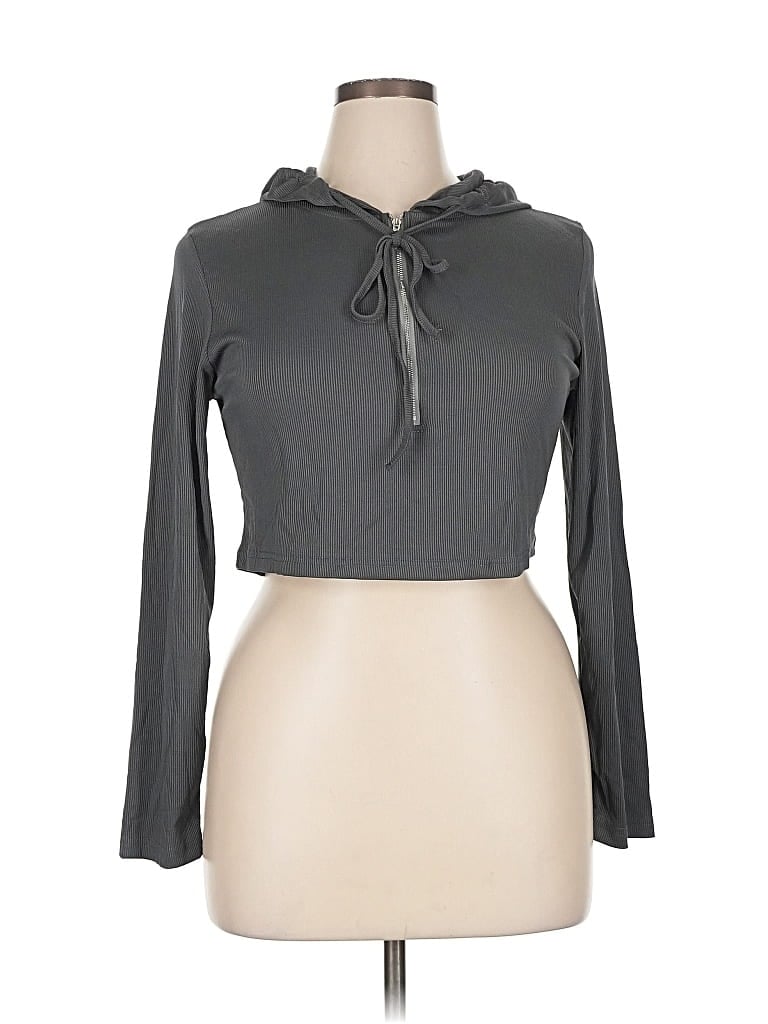 Pre-owned Shein Curve Pullover Hoodie In Gray