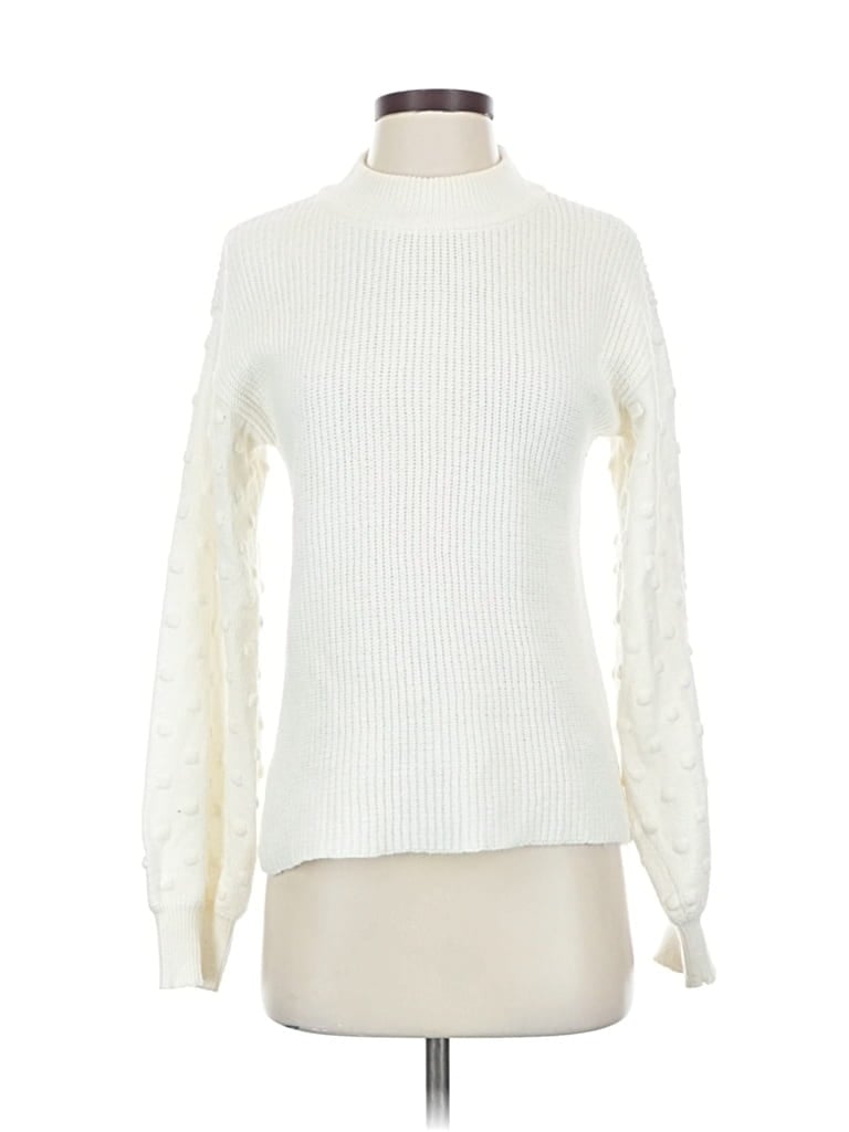 Pre-owned Cece Turtleneck Sweater In White