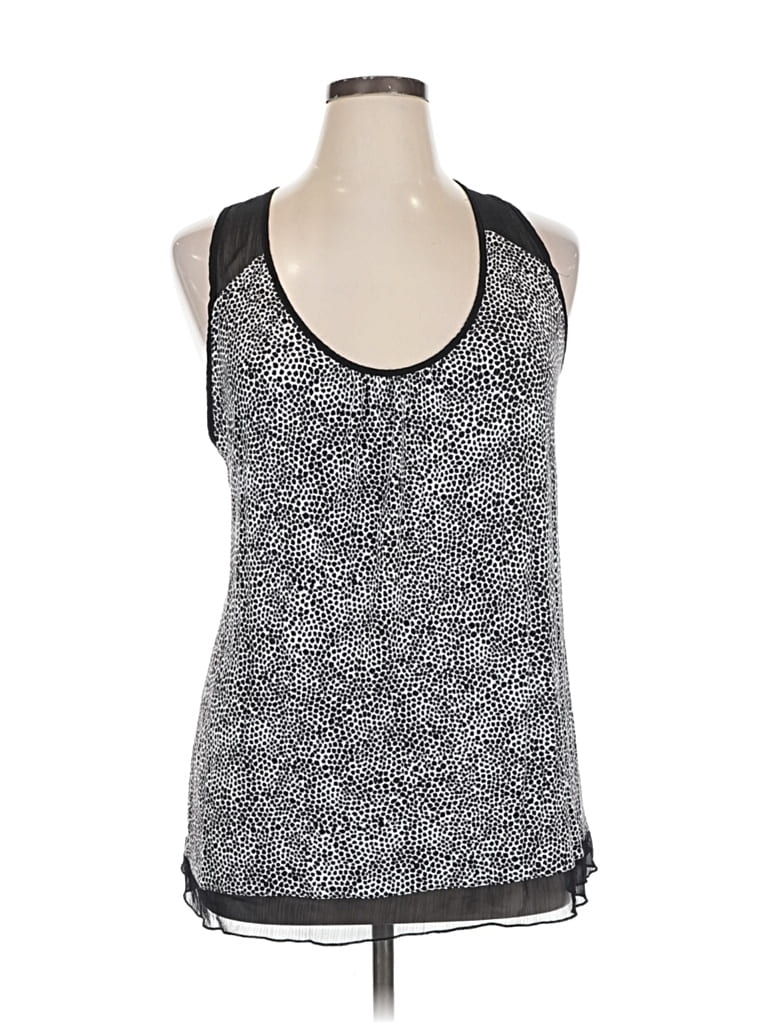Pre-owned Anne Klein Ii Sleeveless Top Silver Scoop Neck Tops