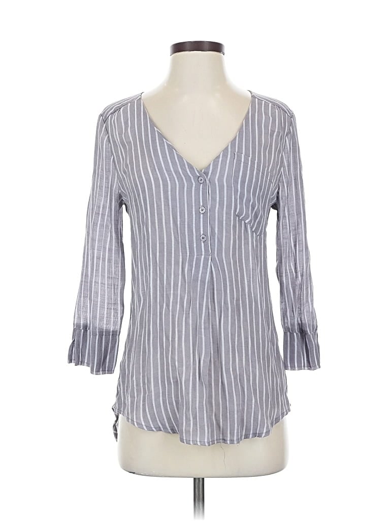 Pre-owned Fred David 3/4 Sleeve Blouse In Gray