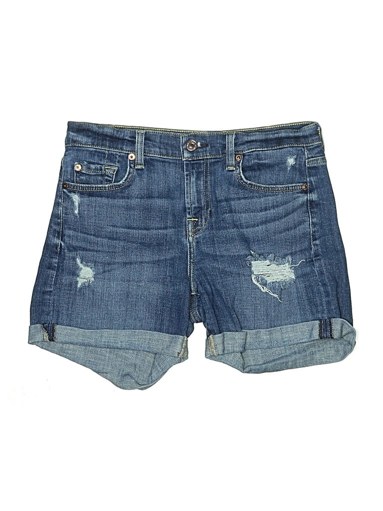 Pre-owned 7 For All Mankind Denim Shorts In Blue