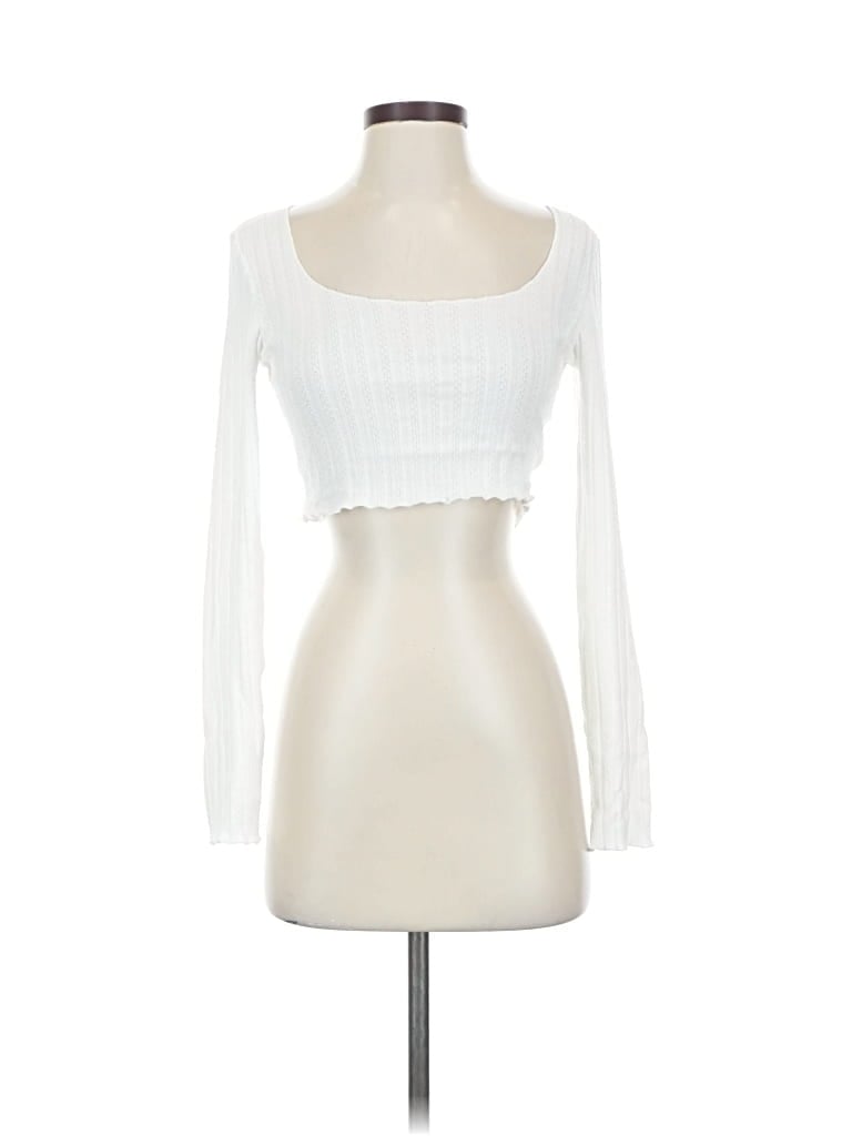 Pre-owned Princess Polly Long Sleeve T-shirt In White