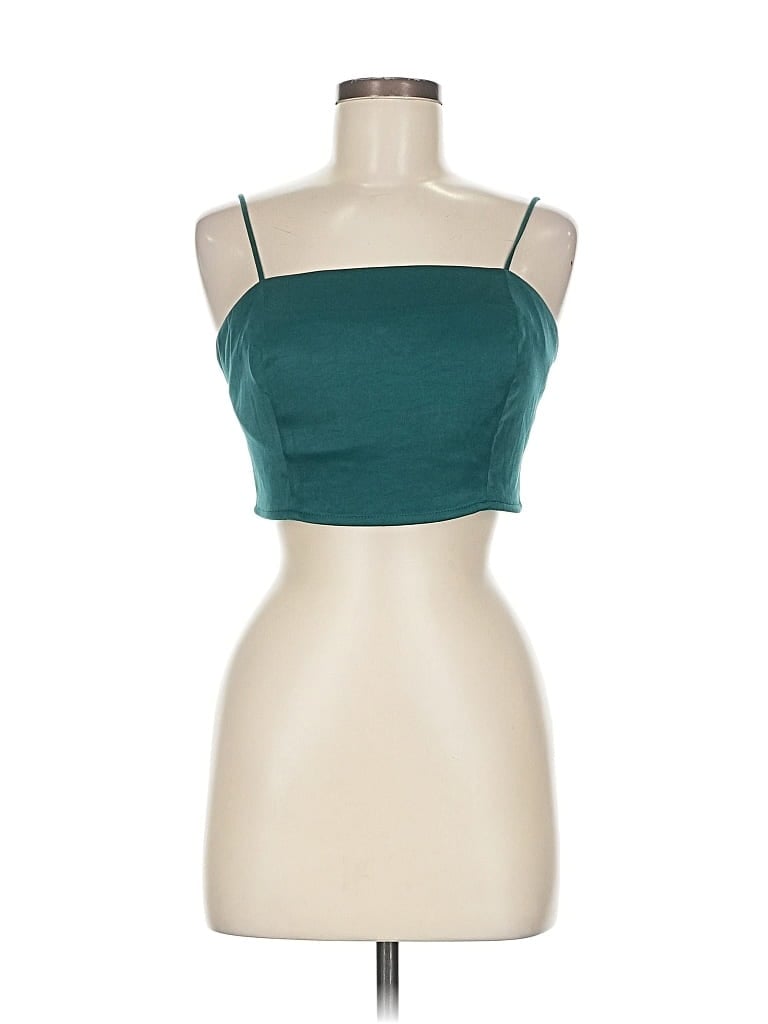 Pre-owned Blue Blush Sleeveless Top Teal Strapless Neckline Tops In Blue
