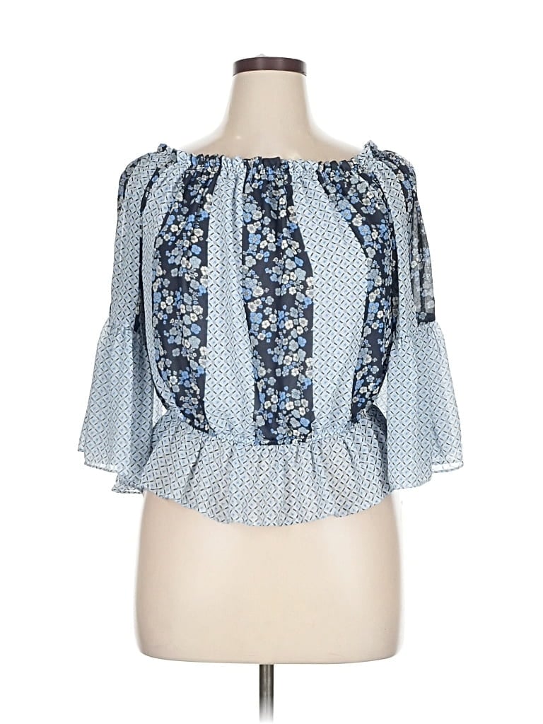Pre-owned Cato 3/4 Sleeve Blouse In Blue