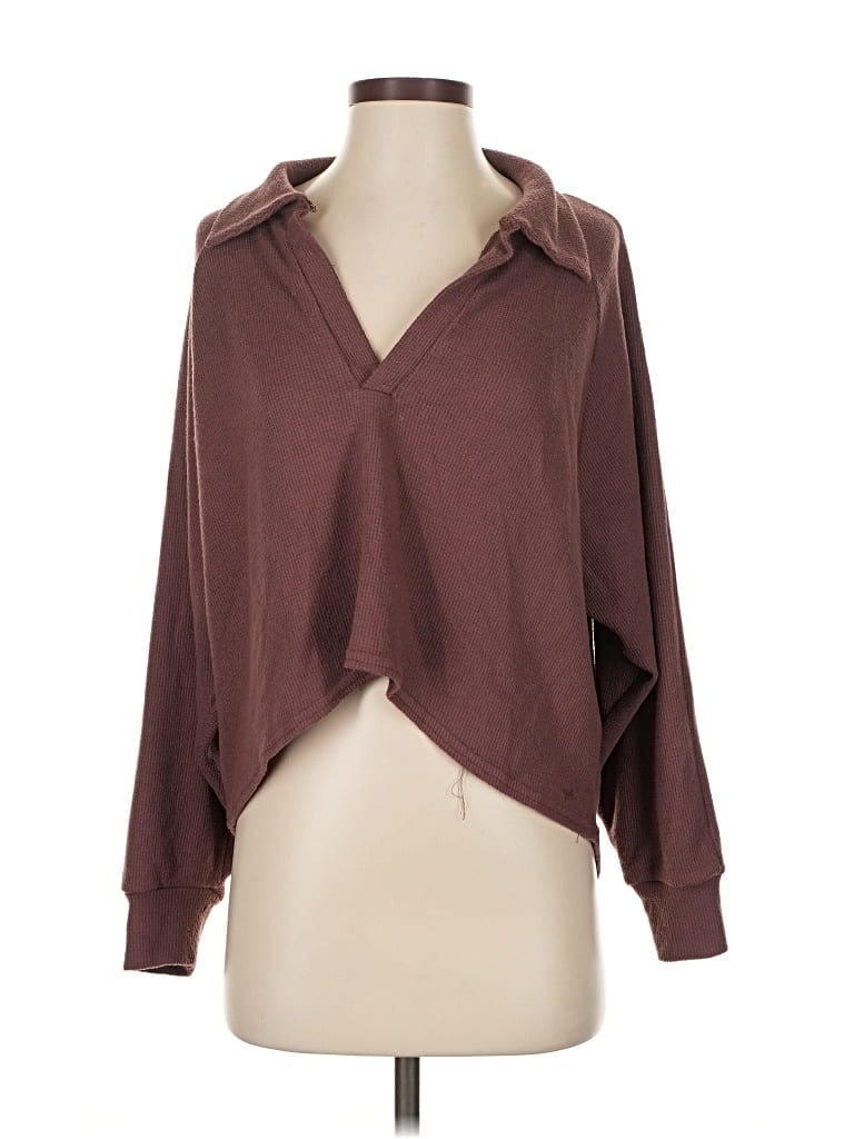 Pre-owned Out From Under Long Sleeve Blouse In Burgundy