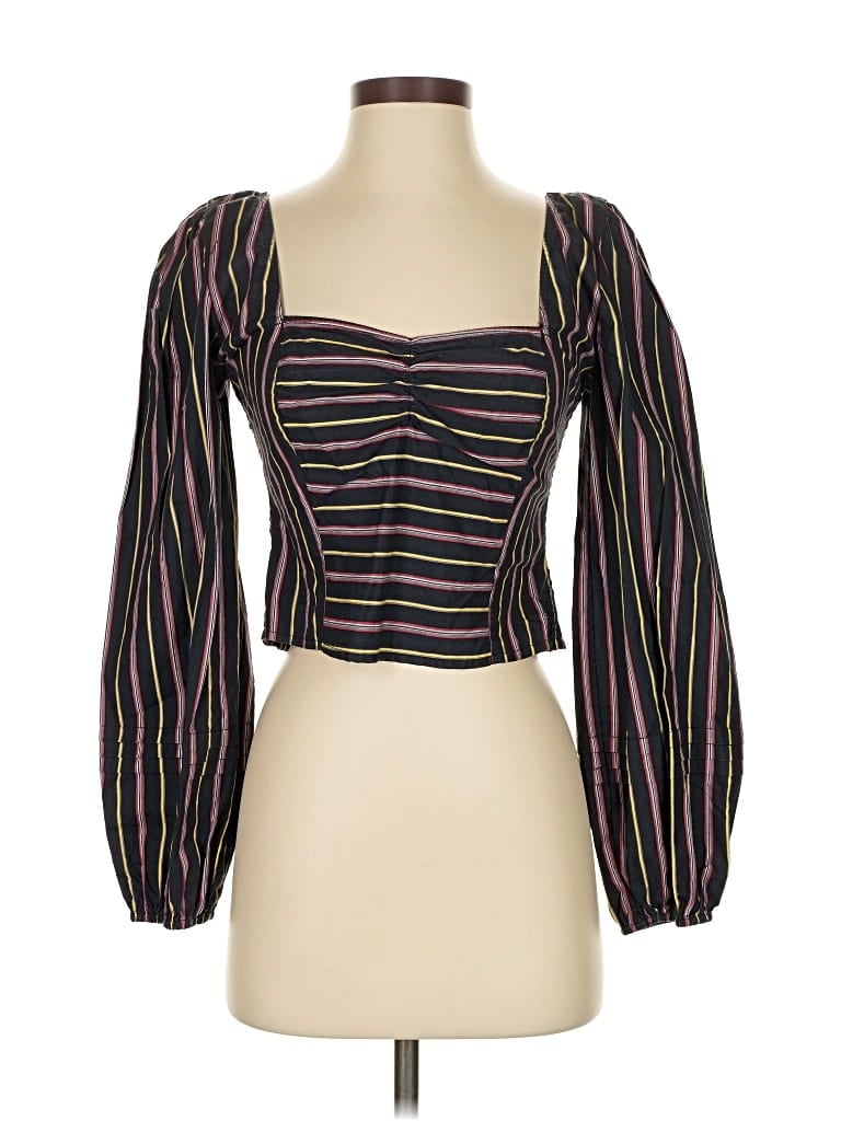 Pre-owned Free People 3/4 Sleeve Blouse In Black