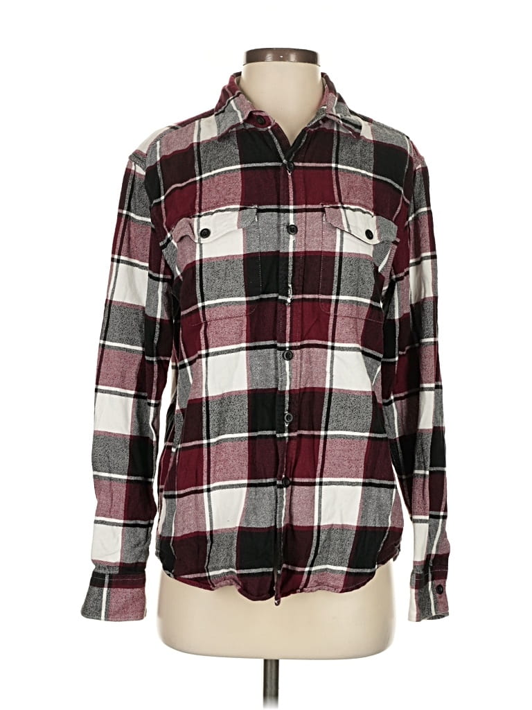 Pre-owned American Eagle Outfitters Long Sleeve Button Down Shirt In Burgundy