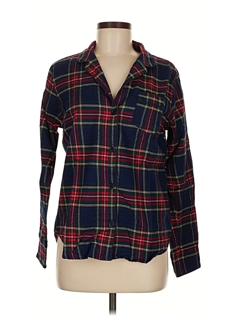 Pre-owned Petite Plume Long Sleeve Button Down Shirt In Burgundy