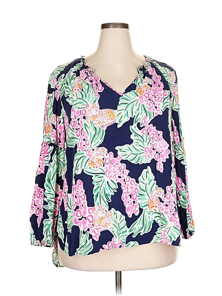 Pre-owned Crown & Ivy 3/4 Sleeve Blouse In Blue