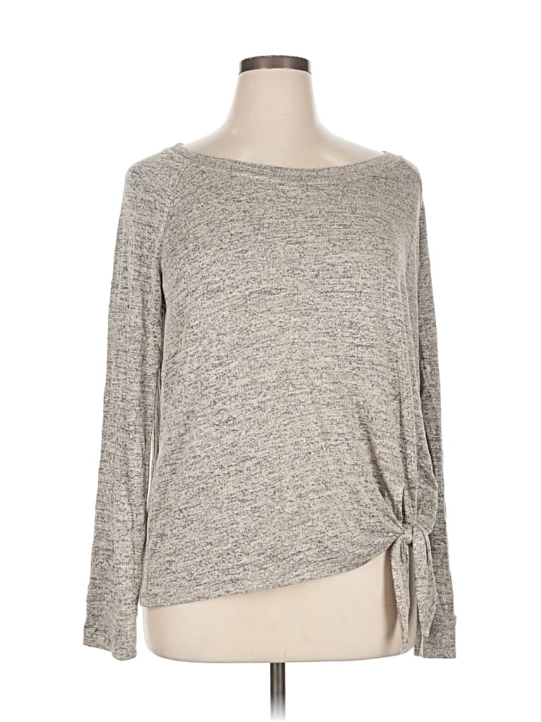 Pre-owned Nine Britton Long Sleeve Top Gray Boatneck Tops