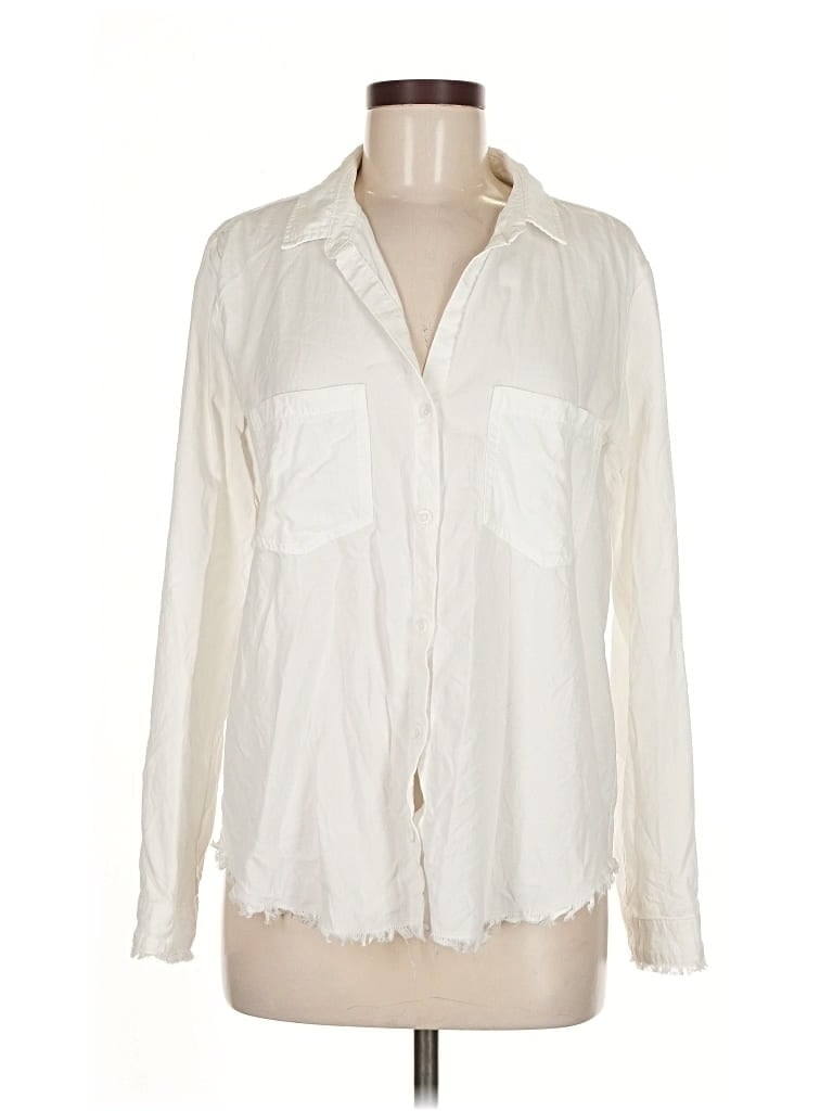 Pre-owned Cloth & Stone Long Sleeve Blouse In White