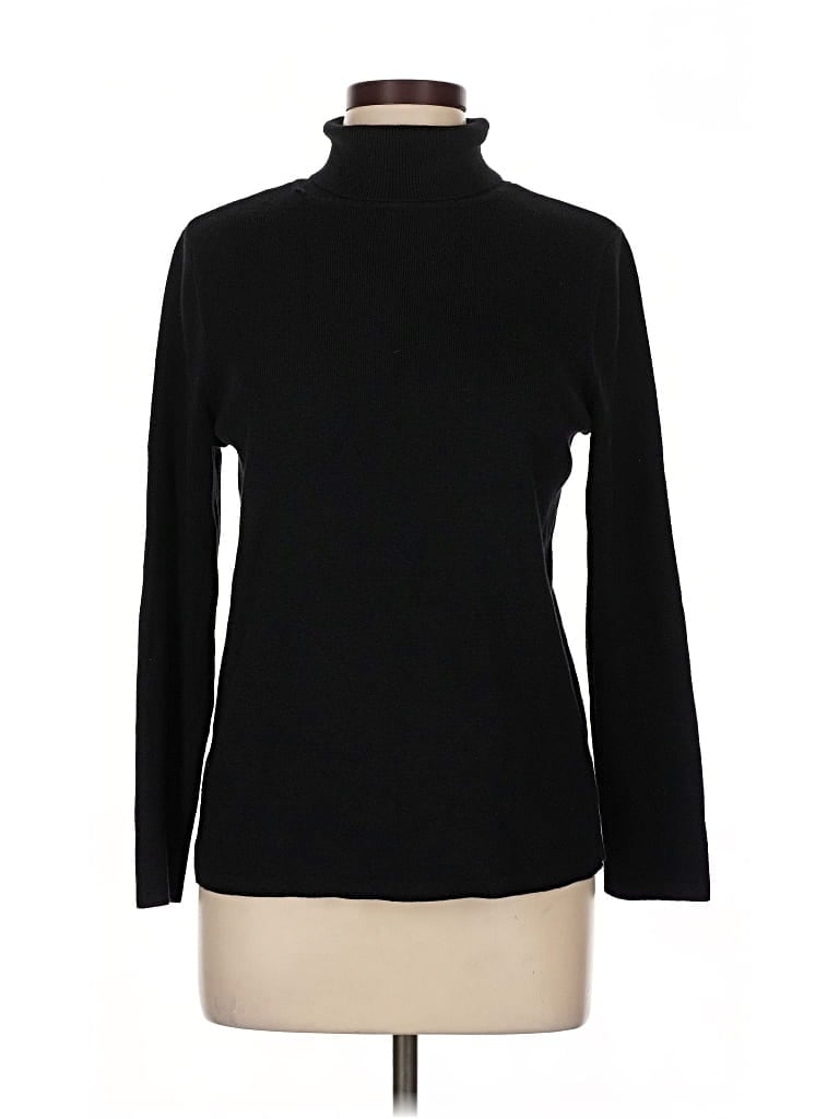 Pre-owned Chico's Turtleneck Sweater In Black