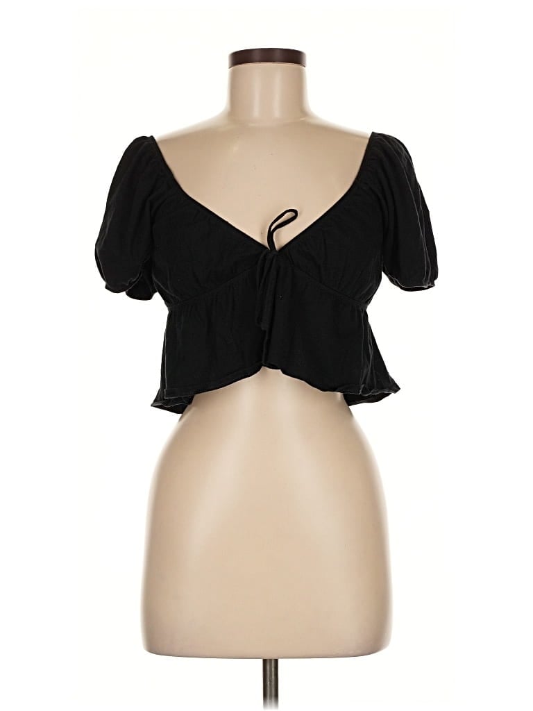 Pre-owned Sunday Best Short Sleeve Top Black Sweetheart Neckline Tops