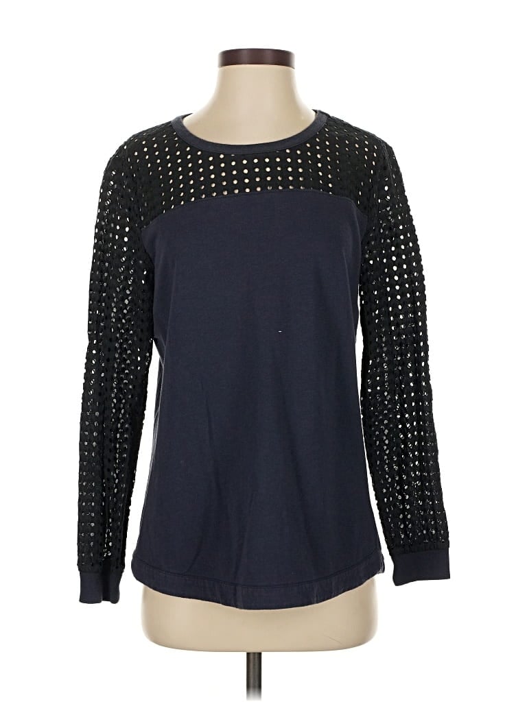 Pre-owned L.l.bean Signature Long Sleeve Top Black Crew Neck Tops