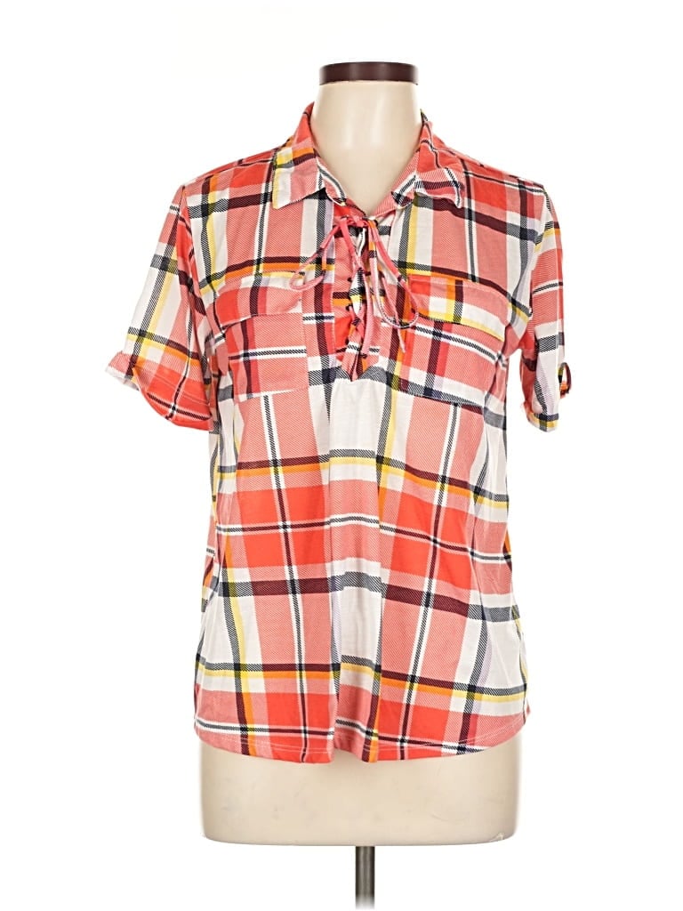 Pre-owned New York Laundry Short Sleeve Blouse In Orange