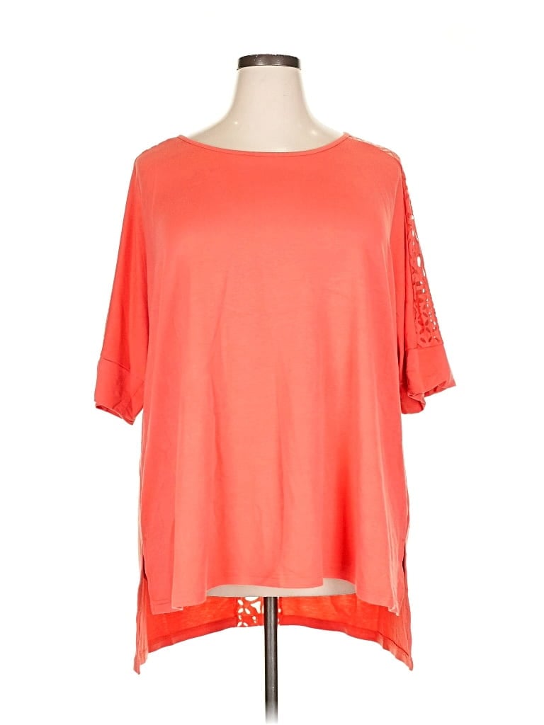 Pre-owned Ava & Viv Short Sleeve Top Orange Boatneck Tops