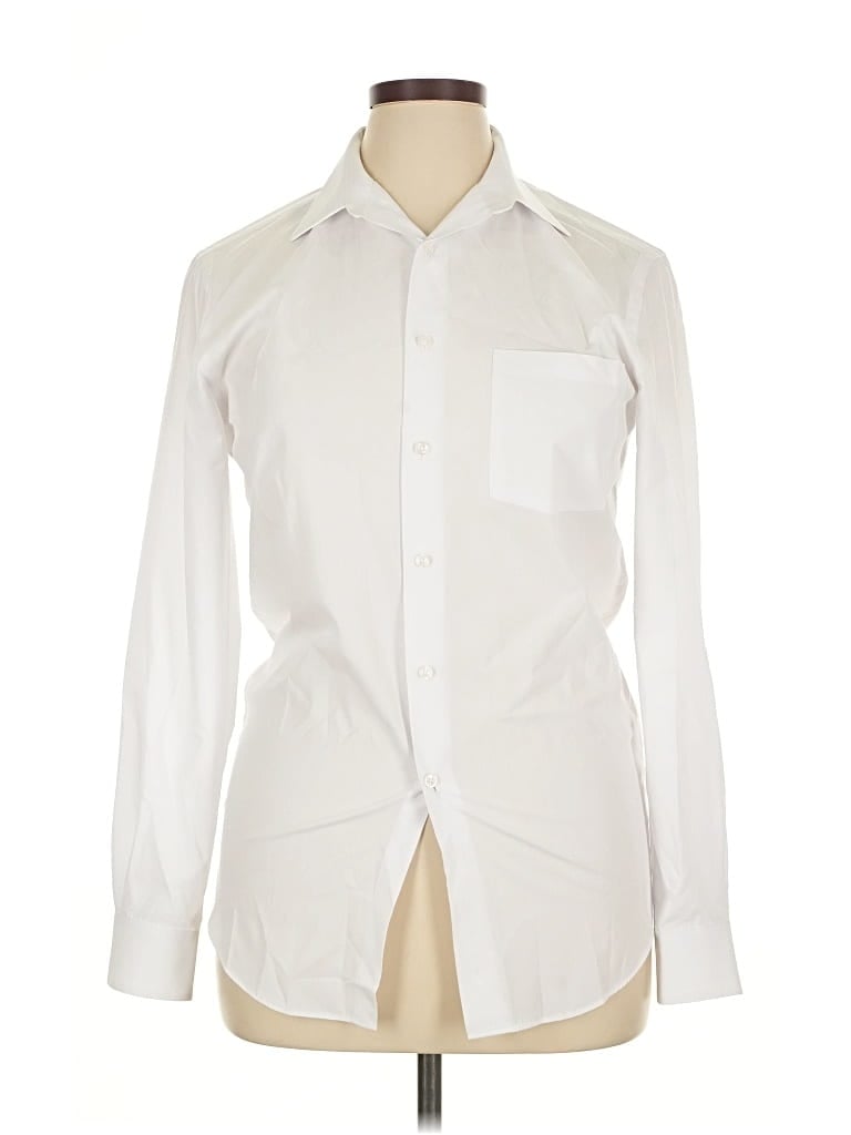 Pre-owned Van Heusen Long Sleeve Button Down Shirt In White