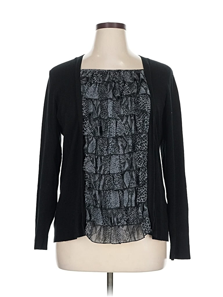 Pre-owned Chico's Cardigan Sweater In Black