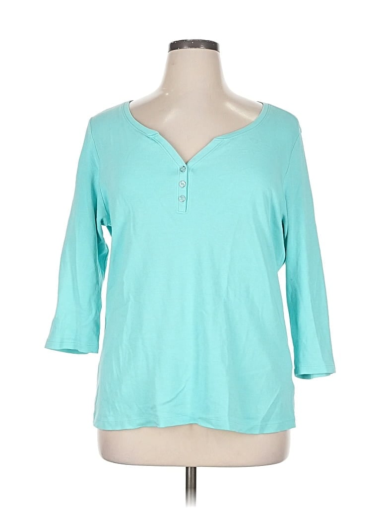 Pre-owned Karen Scott 3/4 Sleeve T-shirt In Blue