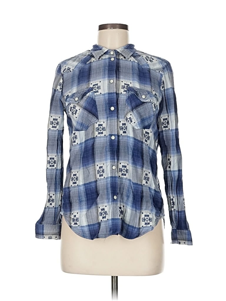 Pre-owned American Eagle Outfitters Long Sleeve Button Down Shirt In Blue