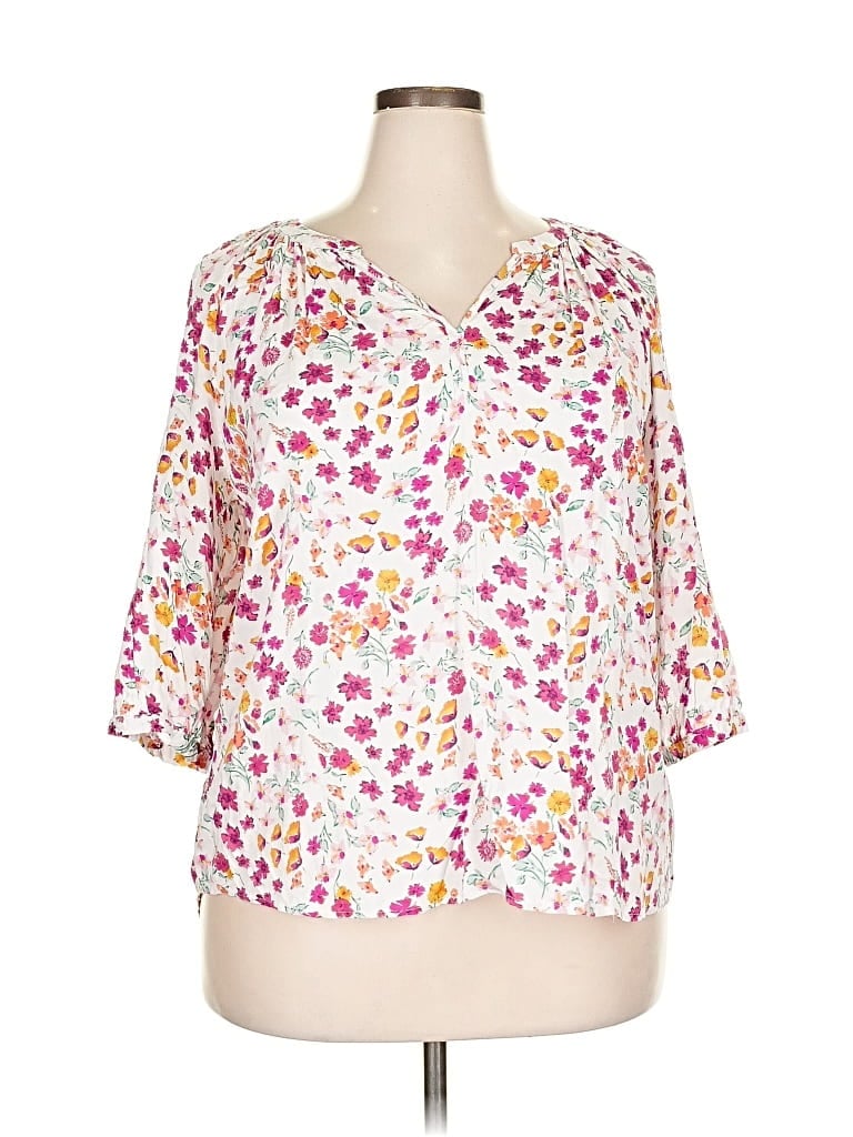 Pre-owned Jones New York 3/4 Sleeve Blouse In White