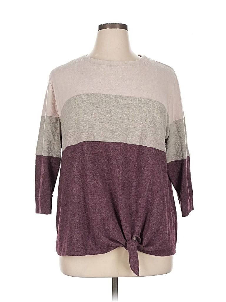 Pre-owned Nine Britton 3/4 Sleeve T-shirt In Burgundy