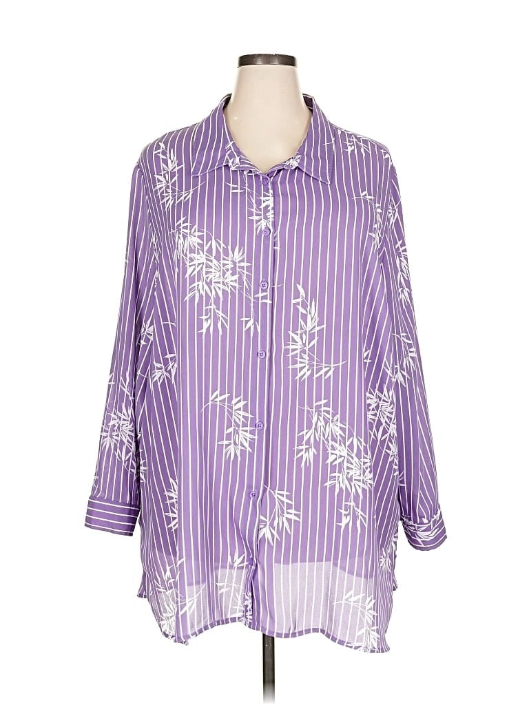 Pre-owned Catherines 3/4 Sleeve Blouse In Purple