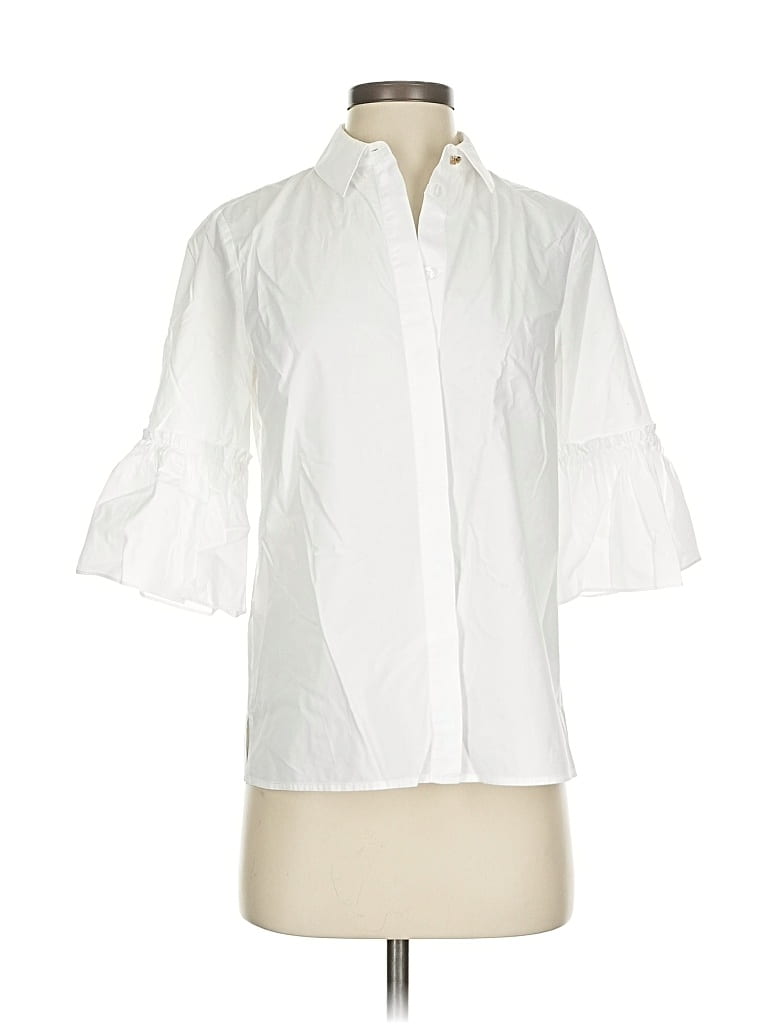 Pre-owned Draper James 3/4 Sleeve Button Down Shirt In White