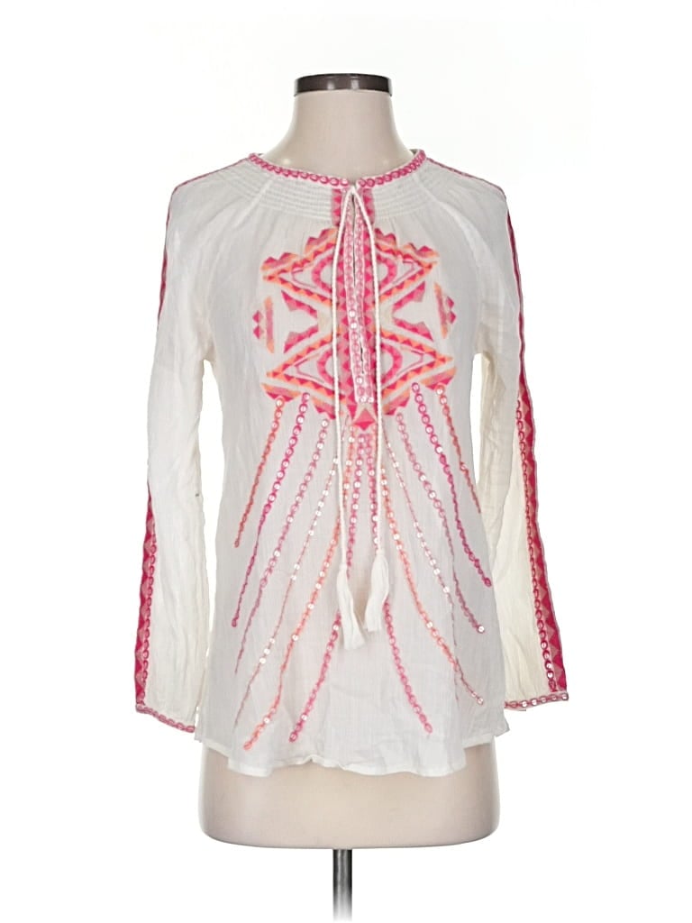 Pre-owned Sundance 3/4 Sleeve Blouse In White