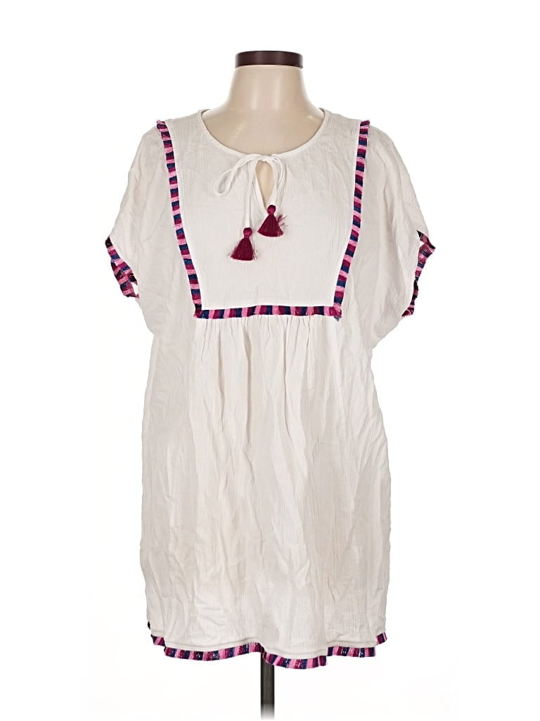 Pre-owned J.crew Factory Store Short Sleeve Blouse In White