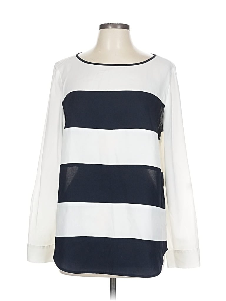 Pre-owned Ann Taylor Factory Long Sleeve Blouse In White